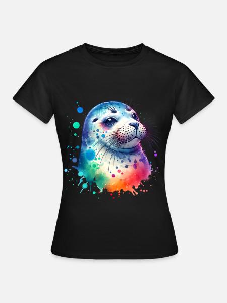 Robbe Seehund - Frauen T-Shirt - Schwarz