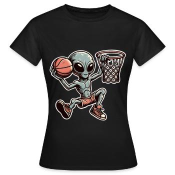 Basketball Dunking Alien - Women's T-Shirt - black - Front - AI Model Female 172 dark (172cm)