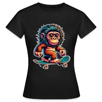 Neanderthal Skateboard Skater - Women's T-Shirt - black - Front - AI Model Female 172 dark (172cm)