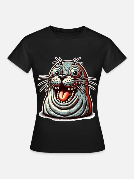 Robbe Seehund - Frauen T-Shirt - Schwarz