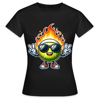 Flammes de boule de feu de tennis - T-shirt Femme - noir - Devant - AI Model Female 172 dark (172cm)