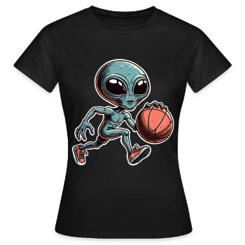 Alien Basketball Dunking - Women's T-Shirt - black - Front - AI Model Female 172 dark (172cm)