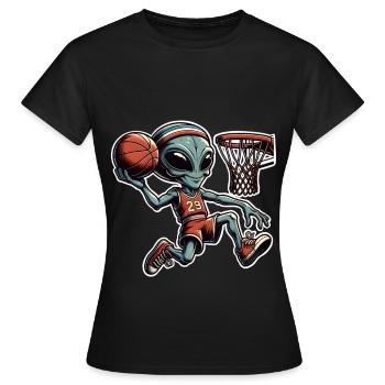 Alien Basketball Dunking - Women's T-Shirt - black - Front - AI Model Female 172 dark (172cm)