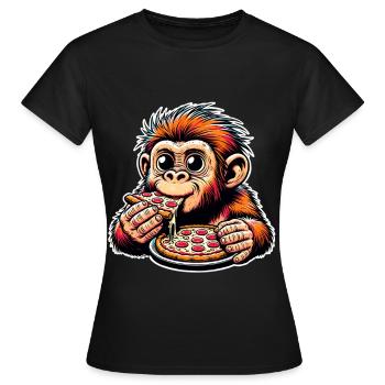 Neanderthal pizza - Women's T-Shirt - black - Front - AI Model Female 172 dark (172cm)