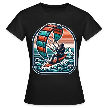 Kitesurfen Kitesurfer Kiteboard - Frauen T-Shirt - Schwarz - Vorne - AI Model Female 172 dark (172cm)
