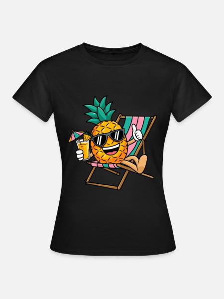 Ananas Sommer - Frauen T-Shirt - Schwarz