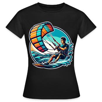 Kitesurfer Kiteboard Kitesurfen Kitesurf - Frauen T-Shirt - Schwarz - Vorne - AI Model Female 172 dark (172cm)