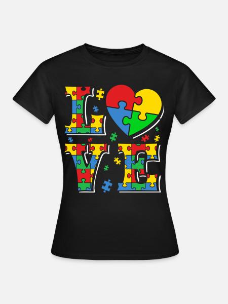 Autismus Autisten Love - Dame-T-shirt - sort
