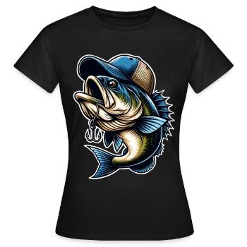Fishing Fish With Cap Fish Hook - Women's T-Shirt - black - Front - AI Model Female 172 dark (172cm)