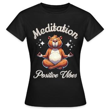 Capybara Meditieren Yoga - Frauen T-Shirt - Schwarz - Vorne - AI Model Female 172 dark (172cm)