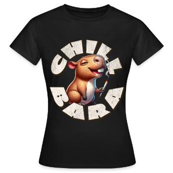 Capybara Chil Bara Fumer du cannabis - T-shirt Femme - noir - Devant - AI Model Female 172 dark (172cm)