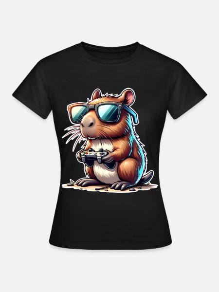 Capybara Gaming - Frauen T-Shirt - Schwarz