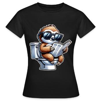 Faultier Toilette Zeitung - Frauen T-Shirt - Schwarz - Vorne - AI Model Female 172 dark (172cm)