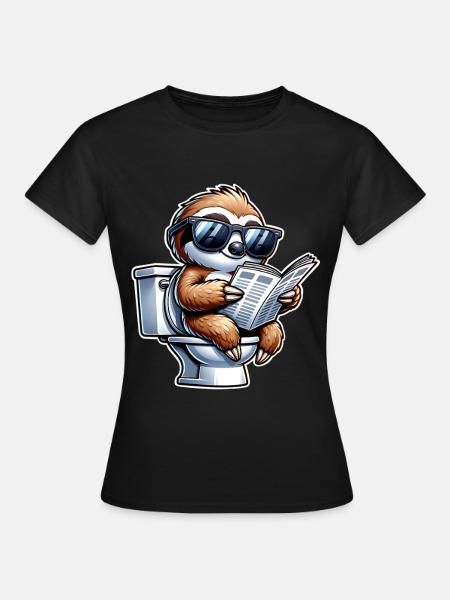 Faultier Toilette Zeitung - Dame-T-shirt - sort