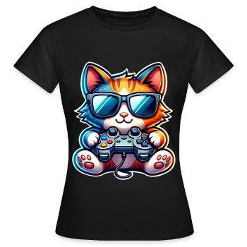 Cat Gaming Gamer - T-shirt Femme - noir - Devant - AI Model Female 172 dark (172cm)