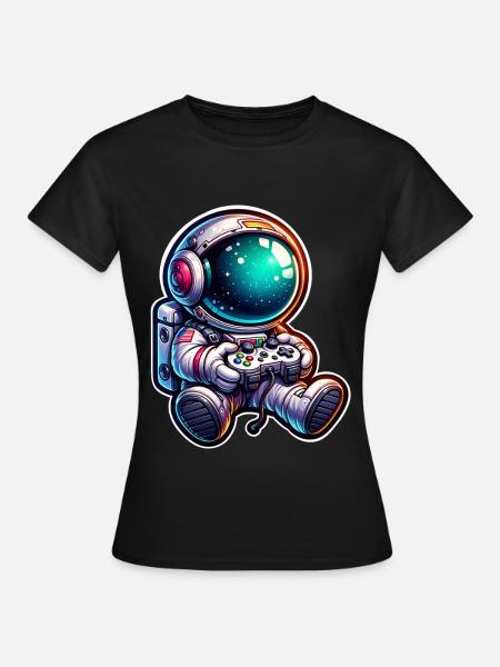 Astronaut Gaming - Frauen T-Shirt - Schwarz
