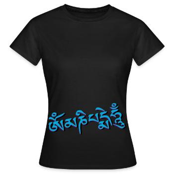 Om Mani Padme Hum - Sanskrit - Frauen T-Shirt - Schwarz - Vorne - AI Model Female 172 dark (172cm)
