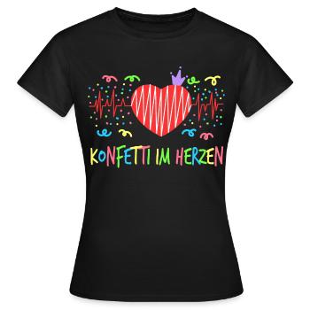 Buntes TStück "Konfetti im Herzen", das "Konfetti - Frauen T-Shirt - Schwarz - Vorne - AI Model Female 172 dark (172cm)