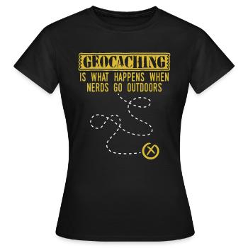 "Le géocaching, c'est ce qui se passe lorsque les - T-shirt Femme - noir - Devant - AI Model Female 172 dark (172cm)