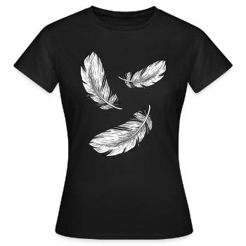 Plumes Blanc Vneck Chemises Pour Femmes - T-shirt Femme - noir - Devant - AI Model Female 172 dark (172cm)