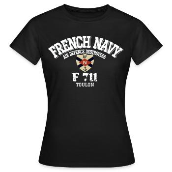 French Navy F 711 Toulon coul - T-shirt Femme - noir - Devant - AI Model Female 172 dark (172cm)