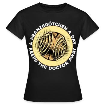 Franzbrötchen Hamburg Hamburch Gebäck Souvenir - Frauen T-Shirt - Schwarz - Vorne - AI Model Female 172 dark (172cm)