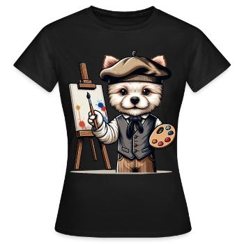 Cute Dog Artist - Women's T-Shirt - black - Front - AI Model Female 172 dark (172cm)