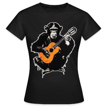 Chimp with guitar - Women's T-Shirt - black - Front - AI Model Female 172 dark (172cm)