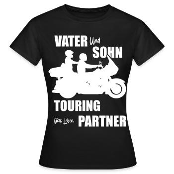 Vater Sohn Motorrad Touring Geschenkidee - Frauen T-Shirt - Schwarz - Vorne - AI Model Female 172 dark (172cm)