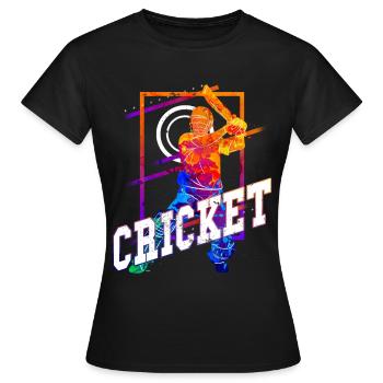 Cricket Cricketer Batsman Team Sport Colorful - Women's T-Shirt - black - Front - AI Model Female 172 dark (172cm)
