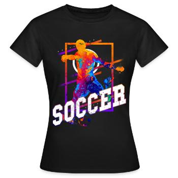 Football, Joueur De Football, Attaquant, Fan Coloré - T-shirt Femme - noir - Devant - AI Model Female 172 dark (172cm)
