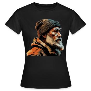 Vieil homme Capitaine Hambourg St Pauli Ouvrier portuaire - T-shirt Femme - noir - Devant - AI Model Female 172 dark (172cm)