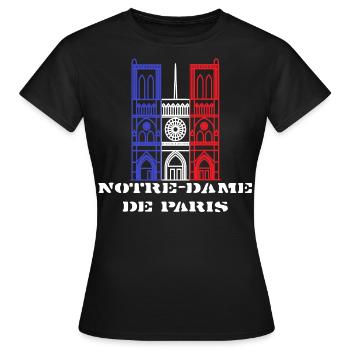 Notre-Dame de Paris, chemise de France, bannière de la France - T-shirt Femme - noir - Devant - AI Model Female 172 dark (172cm)