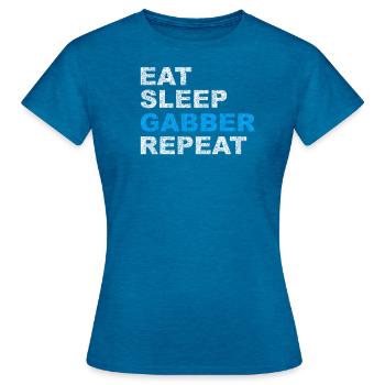 Gabber Hardtekk Techno Music Tekk Schranz Cadeau - T-shirt Femme - bleu saphir antique chiné - Devant - AI Model Female 172 dark (172cm)