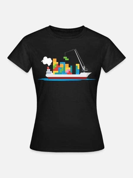 Frachtschiffe Blöcke Spielzeugschiffe Jungen - Frauen T-Shirt - Schwarz