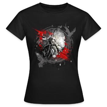 Indianischer Häuptling Modern Art - Frauen T-Shirt - Schwarz - Vorne - AI Model Female 172 dark (172cm)