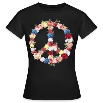 Peacezeichen - Frauen T-Shirt - Schwarz - Vorne - AI Model Female 172 dark (172cm)