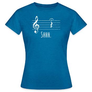 Singer music motif note quarter fermate break - Women's T-Shirt - antique blue sapphire heather - Front - AI Model Female 172 dark (172cm)