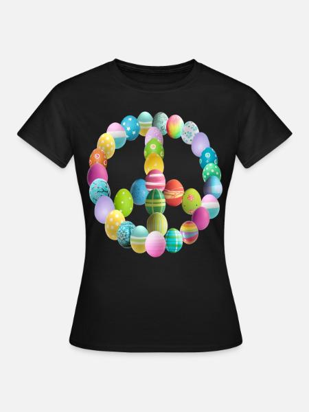 Peacezeichen Osterei - Frauen T-Shirt - Schwarz