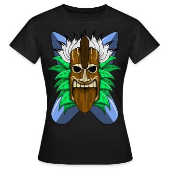 Masque TIKI - T-shirt Femme - noir - Devant - AI Model Female 172 dark (172cm)