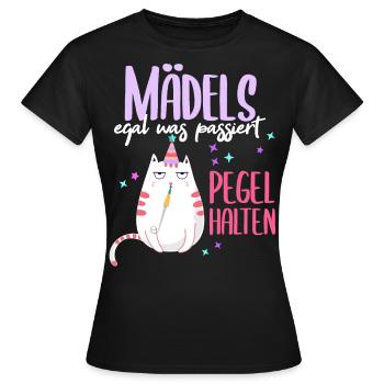 Pegel Halten Katze Partyoutfit Saufen Sprüche Dame - Frauen T-Shirt - Schwarz - Vorne - AI Model Female 172 dark (172cm)