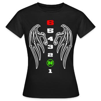 1N23456 Gangschaltung - Frauen T-Shirt - Schwarz - Vorne - AI Model Female 172 dark (172cm)