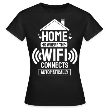 Wifi-Wireless-Internet-Nerd-Geschenk - Frauen T-Shirt - Schwarz - Vorne - AI Model Female 172 dark (172cm)