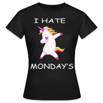 Einhorn hasst Montag - Frauen T-Shirt - Schwarz - Vorne - AI Model Female 172 dark (172cm)