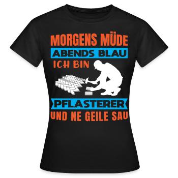Pflasterer Steinleger Pflästerer Bau Pflastern - Frauen T-Shirt - Schwarz - Vorne - AI Model Female 172 dark (172cm)