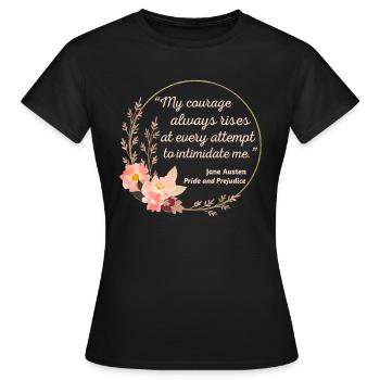 Orgueil et Préjugés Citation I - Style mignon - T-shirt Femme - noir - Devant - AI Model Female 172 dark (172cm)