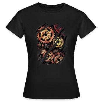 Cadeau d'engrenages Steampunk - T-shirt Femme - noir - Devant - AI Model Female 172 dark (172cm)