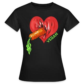 Vegan Heart Carrot Vagina - Vegan Gift - Women's T-Shirt - black - Front - AI Model Female 172 dark (172cm)