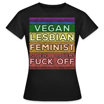 VEGAN LESBIAN FEMINIST - Frauen T-Shirt - Schwarz - Vorne - AI Model Female 172 dark (172cm)