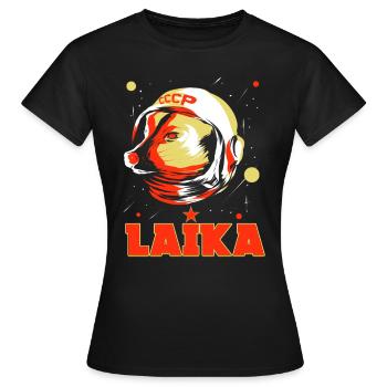Laika Space Dog Soviet Union Space Dog - Women's T-Shirt - black - Front - AI Model Female 172 dark (172cm)